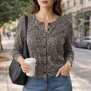Silk & Cashmere Animal Print Cardigan
